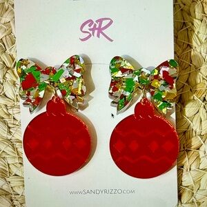 Sandy Rizzo Festive Red Ornament Earrings